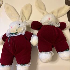 Plush Red and White Bunny Toy